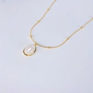 White Cloudy Crystal Pendant Bubble Chain 18K Real Gold Plated